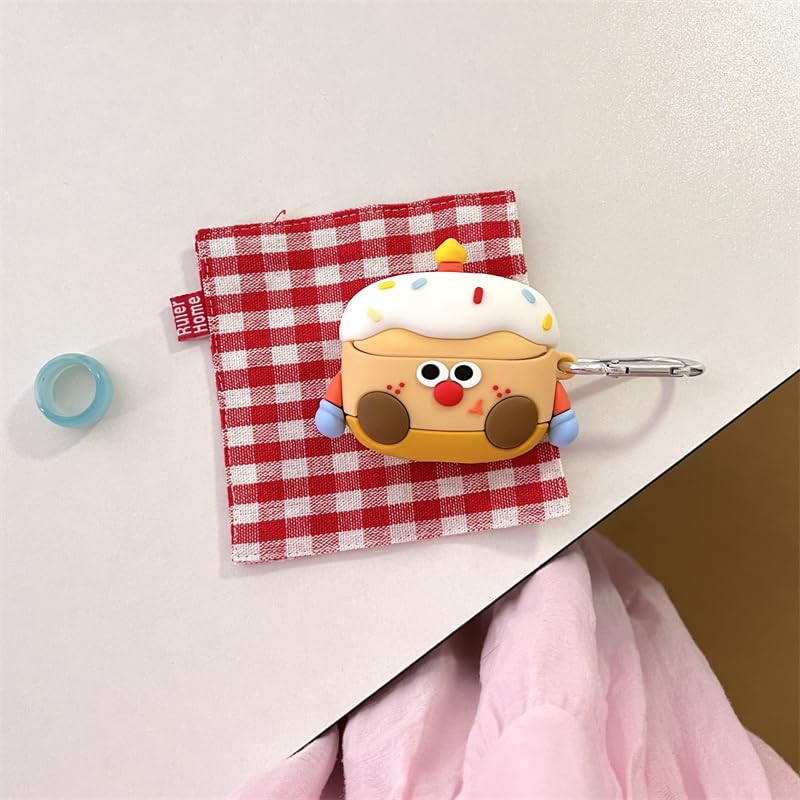 Case for Samsung Galaxy Buds 3 and for Galaxy Buds 3 Pro Earbuds with Carabiner, Silicone Charging Shockproof Protective Cover with Cartoon Skin Design for Man Woman Teen (CandleCake) - color: CandleCake
