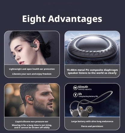 Suitable for Sports Running Headphones Open Ear Earbuds Takeaway Courier Rider Wireless Bluetooth Headset High Sound Quality Headphones for Fitness Exercise man Gift Display Power Long Battery