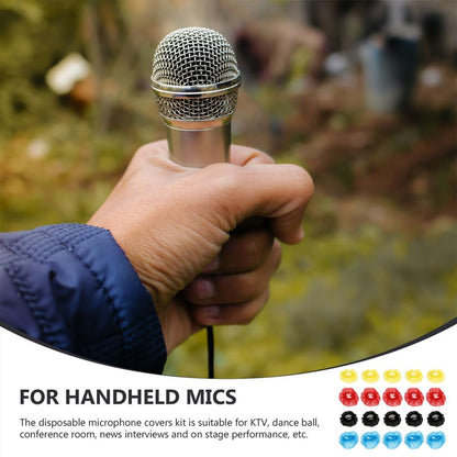 BESTonZON 120pcs Disposable Microphone Covers Anti-splash Creative Mic Cover for Protection against Moisture Dirt for Events Karaoke and Speech