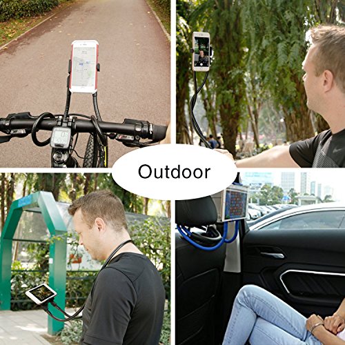 011 Neck Cell Desk Bed,Bike and Motorcycle Mount,Lazy Bracket Mobile Phone Stand Holder (Black) - color: Black