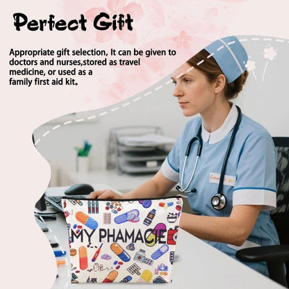 Pharmacy Technician Makeup Bag Pharmacist Graduation Retirement Appreciation Gifts Pharmacy Medication Storage Pharmacist Student Essentials Medical Zip Bag Travel Pharmacie Toiletry Cosmetic Pouch - color: Pharmacy Technician Makeup Bag