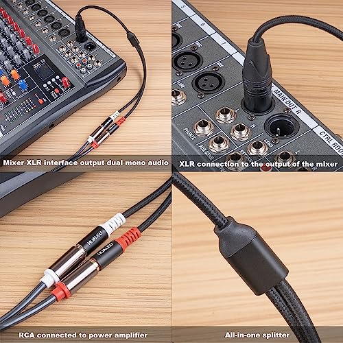 1FT XLR to RCA Y Splitter, Dual RCA to XLR Audio Interconnect Cable for Speaker & Mic - color: XLR Female to Dual RCA