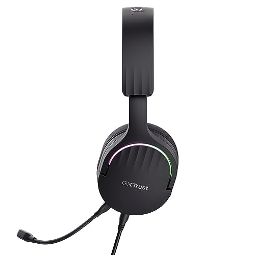 Trust Gaming GXT 490 Fayzo USB Gaming Headset 7.1 Surround Sound, 50mm Drivers, 85% Recycled Plastics, RGB Over-Ear Wired Headphones, with Noise Cancelling Microphone for PC PS5 - Black - color: Black, style: USB 7.1 Surround Sound