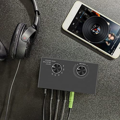6-Channel 3.5mm Audio Switcher, 1 Input 6 Output Passive Stereo 1/8” Aux Selector Box for Speaker/Headphones/Laptop/Computer/Smartphone and PS4/PS5 Gaming System ect. - style: 6-Channel 3.5mm Audio Switcher