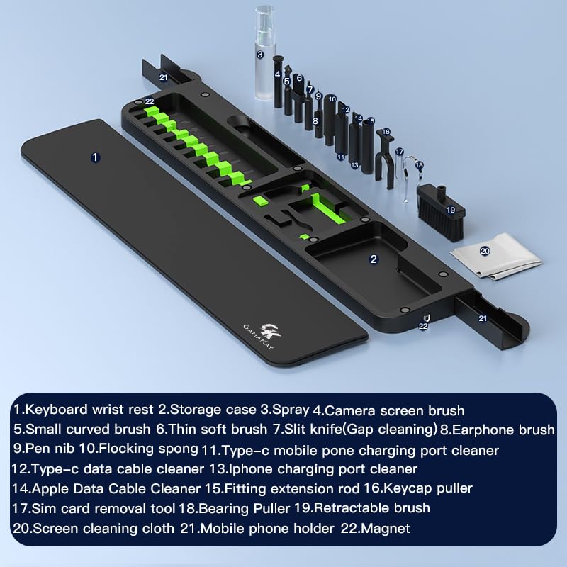GK GAMAKAY 16.81'' Keyboard Wrist Rest Pad with Cleaning Tool Kit - color: Black, size: 100%