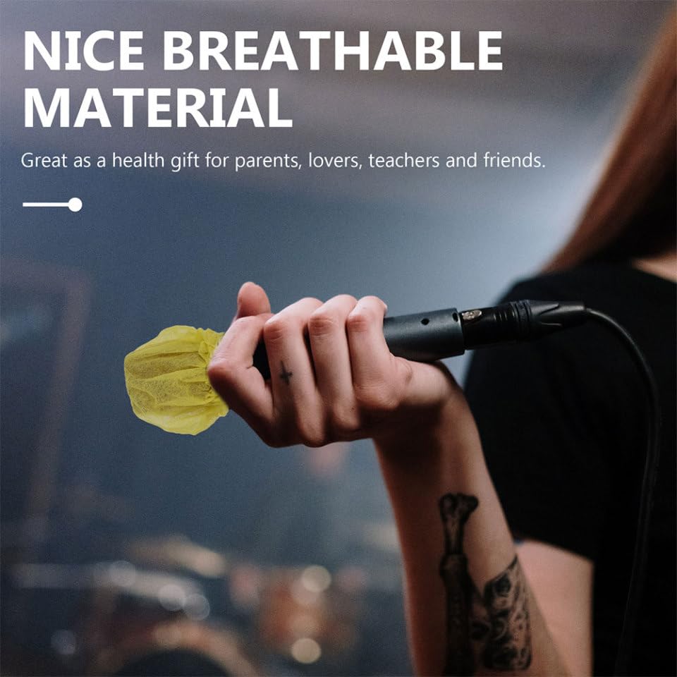 120Pcs Disposable Non Woven Microphone Covers for Mic Protection Easy to Install for Events Singing Karaoke Each