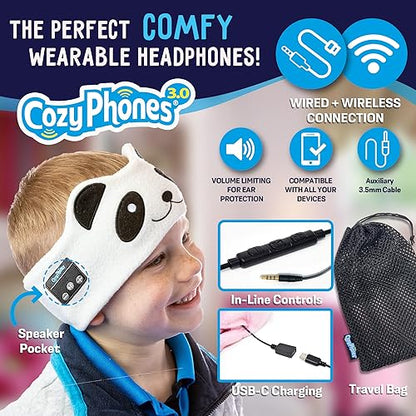 Toddler Headphones Wireless, Kids Bluetooth Earphones, Safe Volume - Wired School Headphones for Kids with 3.5 MM Jack and Travel Bag - Toddler Airplane Accessories for Boys & Girls - Panda - color: PANDA WIRELESS
