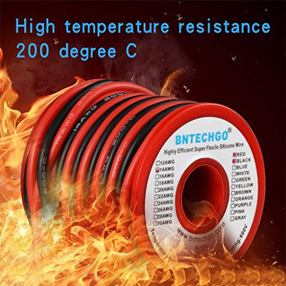 BNTECHGO 14 Gauge Silicone Wire Red and Black Each 20ft 2 Separate Wires | Flexible 14 AWG Stranded Tinned Copper Wire Silicone Rubber Insulation For RC Models, Drone, Robot, EV Charger, 3D Printer - color: Red and Black, size: silicone wire red 20ft and