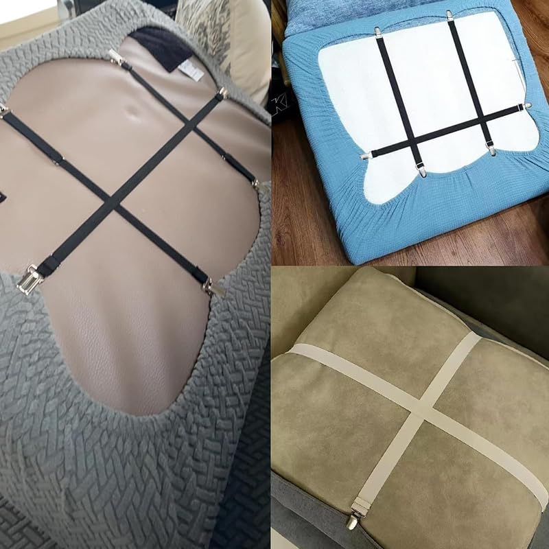 Couch Cushion Covers Holder Clips Couch Covers Holder Straps Adjustable from 10 to 60 inches (25-160cm) Elastic Straps for Sofa Covers (Pack of 2) - color: Pack of 2