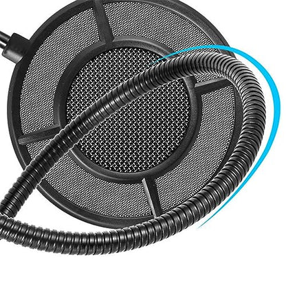 PS-1 Microphone Pop Filter Dual Layer Metal Grill Filter Shidle Anti-Spray Net for Studio Live Broadcast On-line Chat