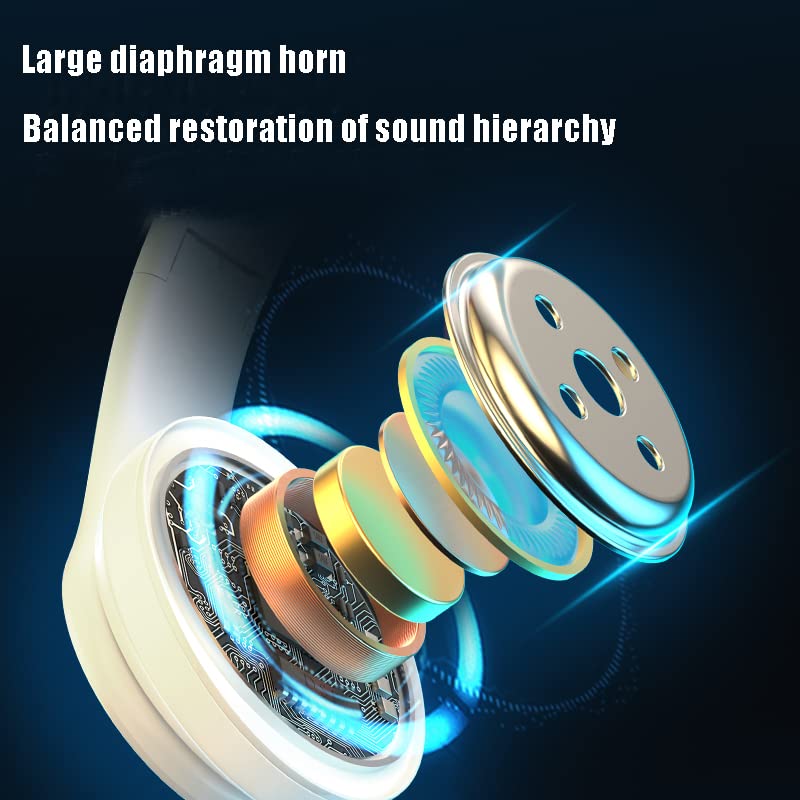 Over Ear Kids Bluetooth Headphones, Colorful LED Lights Headphones with Built-in Mic, Wired & Wireless Lightweight Foldable HiFi Stereo Headset for Gift, Tablet, Adult, Game(White) | Colorful LED Bluetooth Over-Ear Headphones White, HiFi Stereo with Mic,