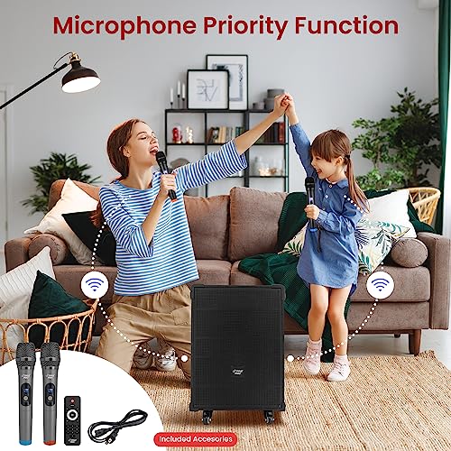 Pyle 12'' Portable Wireless Bluetooth Speaker System - Built-in Rechargeable Battery, Wireless Microphone, USB/Micro SD/FM - 80 Watt - FM Radio with Digital LED Display, PWMA1299A - size: 12 inch