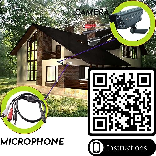 CCTV Microphone Outdoor for Security Camera IP: Audio Microphone CCTV Surveillance RCA with High Sensitive Preamp Amplified Pickup Device Mic External Camera Sound (2 Pack)