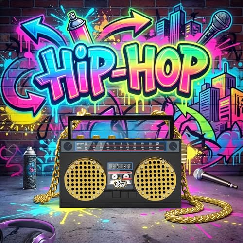 Portable Bluetooth Speakers, Retro Speakers Bluetooth Wireless Wearable | Mini Bluetooth Boombox with 27” Neck Chain, FM Radio, On-Board Buttons, Dual 3W Peak Power Bluetooth Speaker for Anywhere - color: Black/ Gold