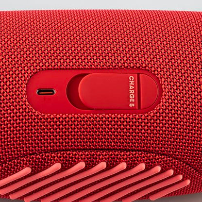 JBL Charge 5 Wireless Bluetooth Speaker (Red) | Rugged IP67 Waterproof Outdoor Audio with Deep Bass & 20H Playtime | Includes Protective Travel Case for Beach, Hiking, Camping, and More - color: Red