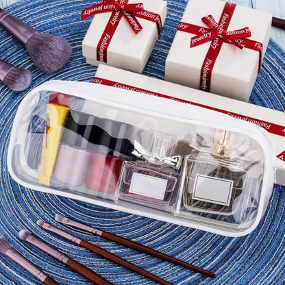Tatuo 4 Pieces Clear PVC Bags Big Capacity Zipper Pencil Pouch Case Travel Luggage Makeup Cosmetic Bag (White) - color: White