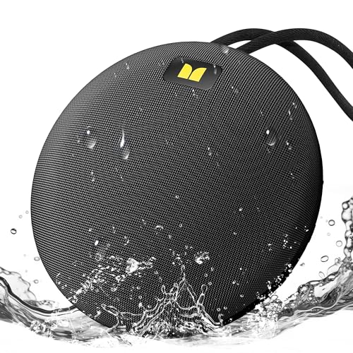 Monster Ripple Shower Bluetooth Speakers, IPX8 Waterproof Shower Speaker, Bluetooth 6.0 with Wireless Stereo Pairing and Hands-Free Calling, Portable Outdoor Speakers, Black