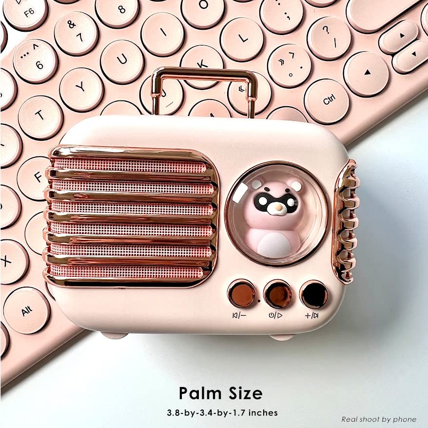 Wireless Bluetooth Speaker, Cute Mini Portable Speaker with TWS Pairing,Loud Sound,4H Playtime, Mic,TF/SD Card, Aux Line,Water-Proof for iOS Android Smartphone Home Office Gift Ideas Pink - color: Blush Pink