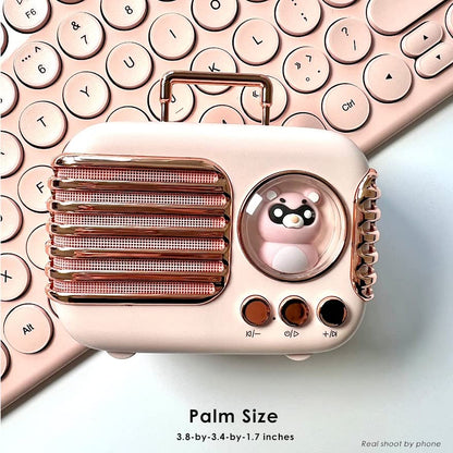 Wireless Bluetooth Speaker, Cute Mini Portable Speaker with TWS Pairing,Loud Sound,4H Playtime, Mic,TF/SD Card, Aux Line,Water-Proof for iOS Android Smartphone Home Office Gift Ideas Pink - color: Blush Pink