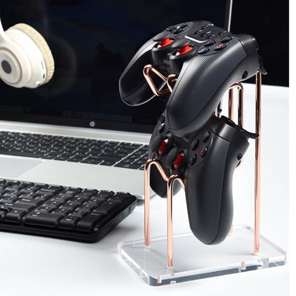 ARFUKA 2-Tier Universal Game Controller Headset Holder Stand, Dual Controller Holder, Gaming Accessories for Desktop Gamer Rose Gold