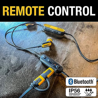 DEWALT Heavy Duty Neckband Bluetooth Earbuds, Wireless Bluetooth 5.2 | Headphones w/Microphone, Lightweight Comfort, IP56 Waterproof, Deep Bass Strong Beat, 20H Playtime, Jobsite Behind-Neck - color: Yellow-1