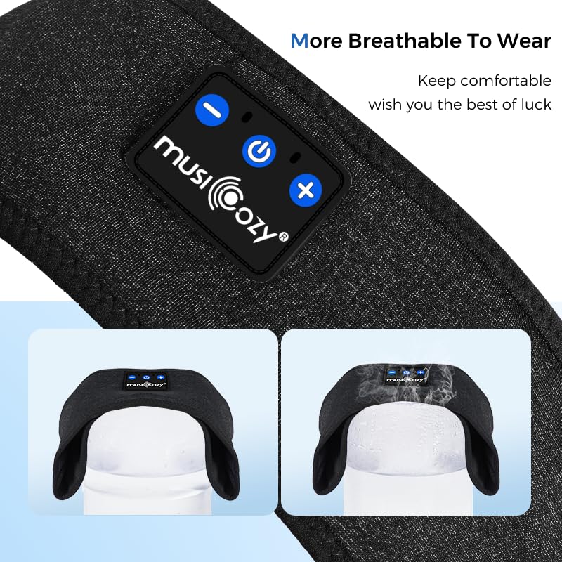 LC-dolida Sleep Headphones Bluetooth Headband Mask, Sweat Resistant Sports Wireless Earphones, Ultra-Thin HD Stereo Black Headband Speaker Sleeping Eye Mask for Women Men Teen Running Cool Gadgets - color: Star Black