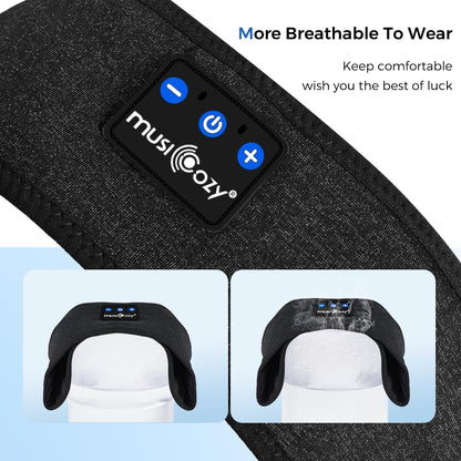 LC-dolida Sleep Headphones Bluetooth Headband Mask, Sweat Resistant Sports Wireless Earphones, Ultra-Thin HD Stereo Black Headband Speaker Sleeping Eye Mask for Women Men Teen Running Cool Gadgets - color: Star Black