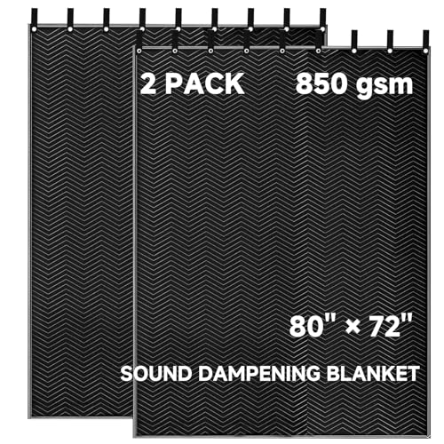 2Pcs Sound Dampening Blanket 80"x72" 850GSM, Heavy Duty Acoustic Absorption for Studio - size: 72 x 80 inch