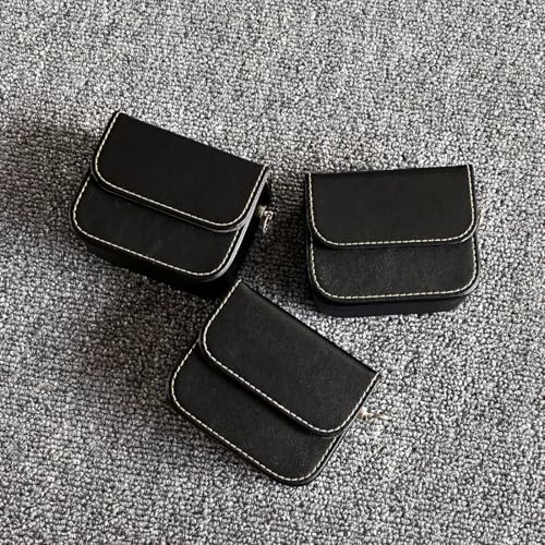 Earplug box, PU leather box for in ear headphones, portable protective case for wired headphones, storage bag for headphone accessories (black)