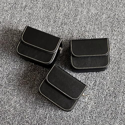 Earplug box, PU leather box for in ear headphones, portable protective case for wired headphones, storage bag for headphone accessories (black)