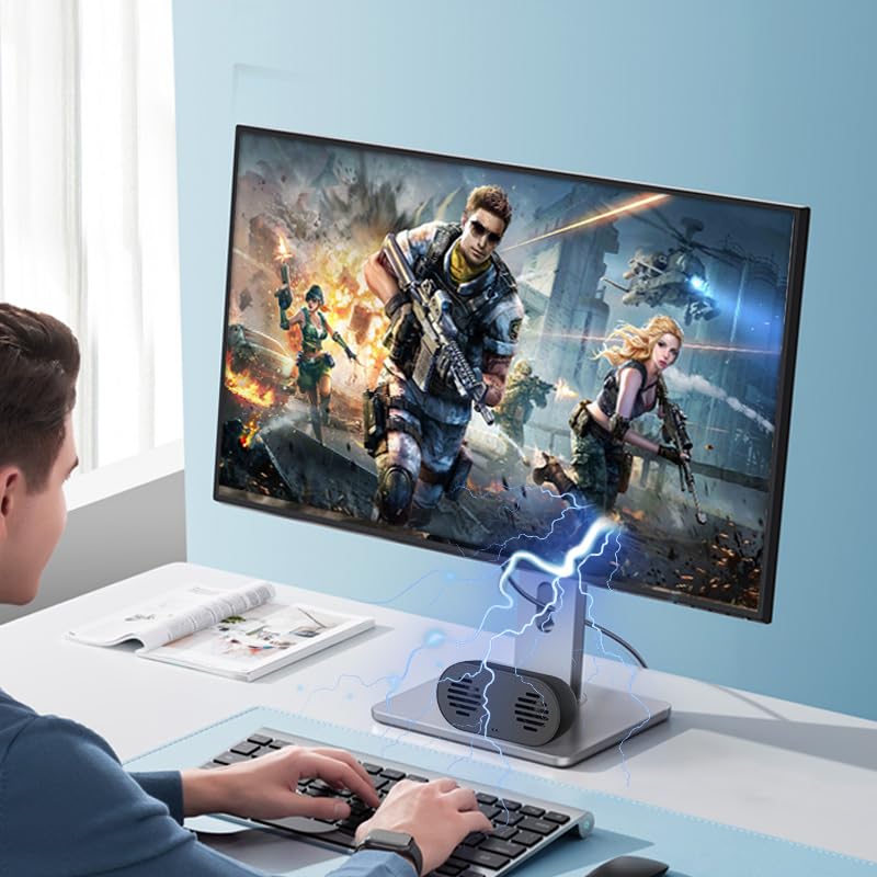 USB Computer Speaker with Built-in Microphone, Mini Soundbar Speaker for Desktop Laptop PC, Plug & Play USB Powered Small Sound Bar,Mini Speaker,360° Surround Sound for Gaming Music Movie - size: H015