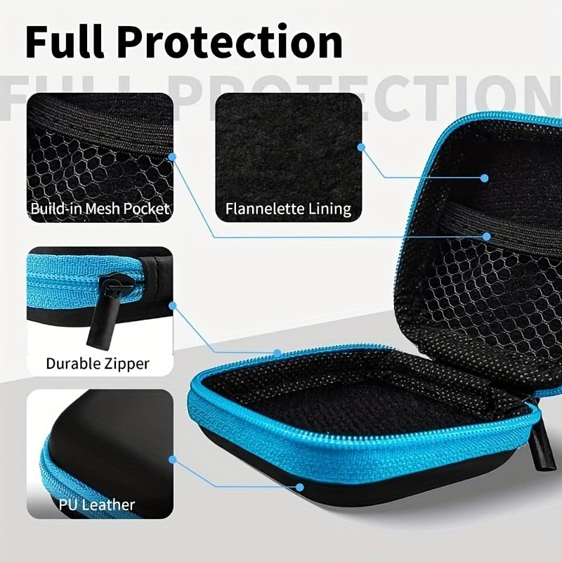Square EVA Hard Shell Case, Mini Portable Organizer Pouch for Earbuds, Earplugs, USB Cables, Coins, Keys and Small Electronics Black - color: Black