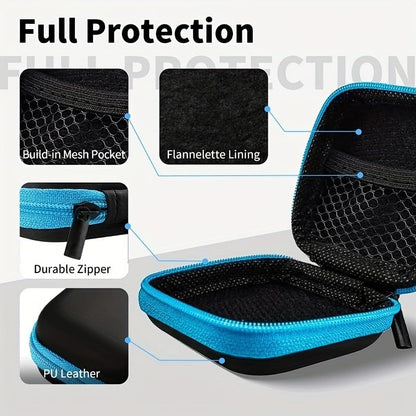 Square EVA Hard Shell Case, Mini Portable Organizer Pouch for Earbuds, Earplugs, USB Cables, Coins, Keys and Small Electronics Black - color: Black