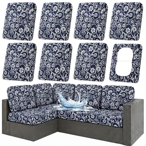 Waterproof Outdoor Cushion Covers, Stretch Patio Slipcovers | UV Resistant Coating, Stretch Fabric, Waterproof Protection, Replacement Covers, Fits Patio Furniture Cushions (8 Pieces) - color: Baroque, size: 8PCS