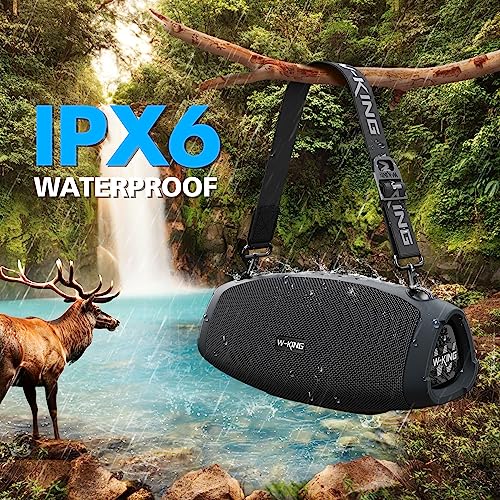 W-KING Portable Loud Bluetooth Speakers, 120W Max with Wireless Microphone