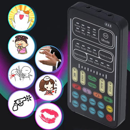 Voice Changer, Voice Changer Device Handheld Sound Card 8 Fixed Sound Effects Plug and Play, Gaming Recording, for Mobile Phone Computer