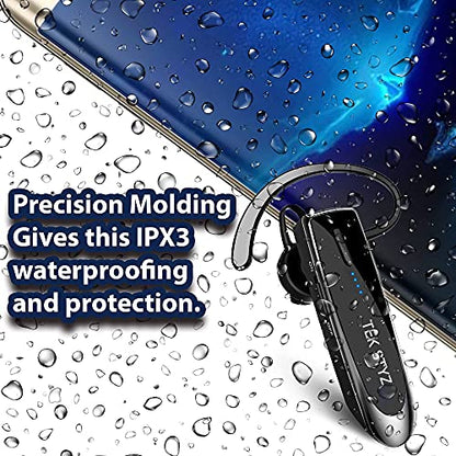Bluetooth 5.3 Headset Compatible with Samsung Galaxy S21+ Wireless Earpiece, IPX5 Waterproof, Dual Microphones, Noise Reduction, 60 Days Standby + 22Hrs HD Talk Time! - color: Black