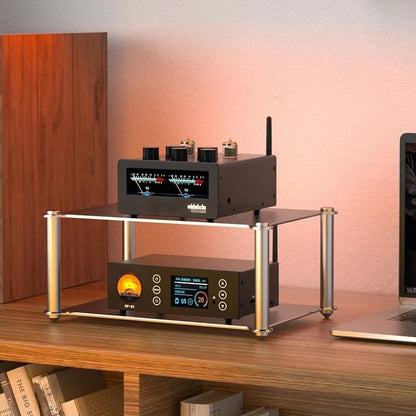 Desktop HiFi Audio Rack Modular Isolation Stand for DAC Amp, 2-Tier | Aluminum Alloy Hi-Fi Audio Rack, Full Metal, Audio Component Shelf With Shock Absorption Feet Two-Layer (293 x 200 x 131mm) - size: Two-Layer (293 x 200 x 131mm)