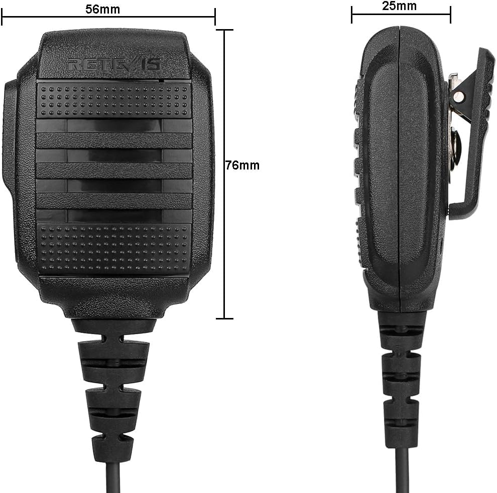 Retevis Walkie Talkie Speaker Mic, IP54 Waterproof Shoulder Mic, 2 Pack | 2 Pin, for RT68/RT22/RT21/H-777/RT86, Compatible with BAOFENG UV-5G Kenwood Samcom Arcshell Two Way Radios