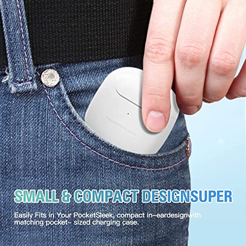 True Wireless Earbuds White Bluetooth 5.3 with Microphone for Working Out Noise Canceling Blue Tooth Ear Buds Deep Bass TWS Wireless Earphones with Charging Case in Ear Headphone for iPhone Android - color: White