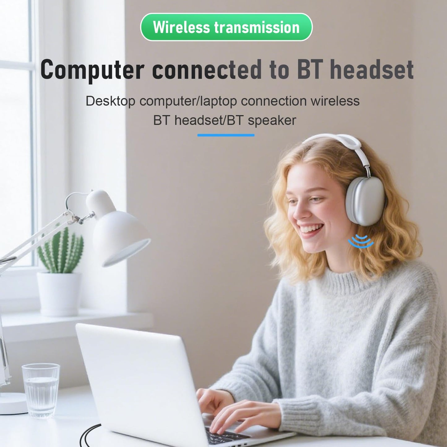 Bluetooth 6.0 Transmitter Receiver for TV to Wireless Headphones/Speaker, Bluetooth Adapter for TV/AUX/RCA Audio Inputs, Plug n Play, Audio Transmitter Adapter for Home Stereo
