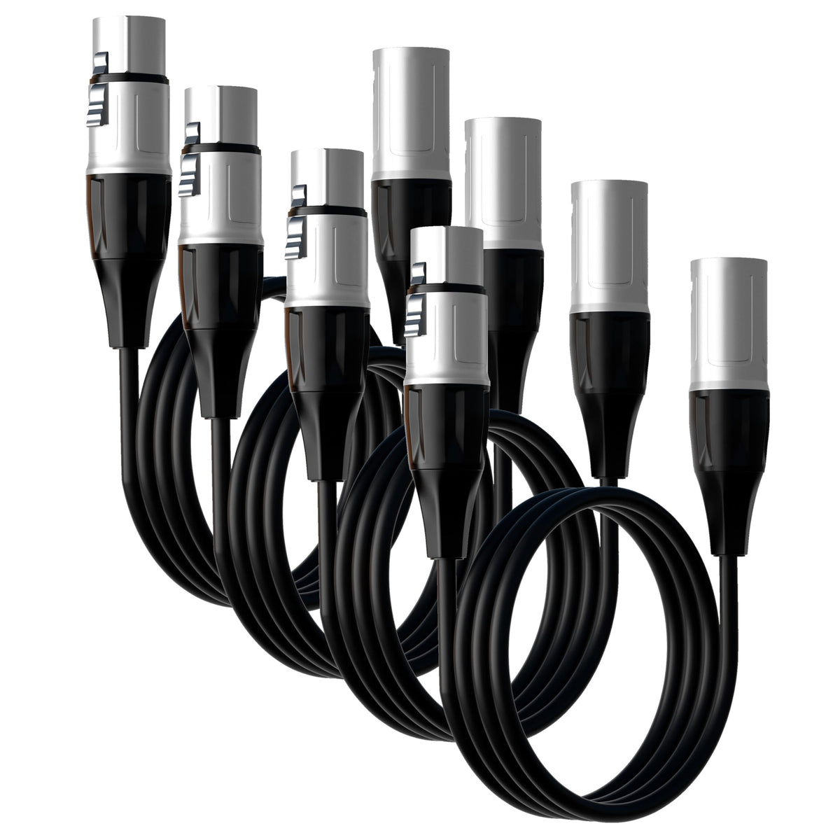 Tisino 10FT XLR Microphone Cable, XLR Male to Female Balanced Mic Cord, 4 Pack - size: 10FT, style: 4 Pack