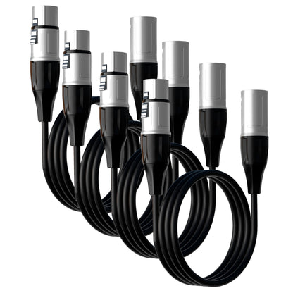 Tisino 10FT XLR Microphone Cable, XLR Male to Female Balanced Mic Cord, 4 Pack - size: 10FT, style: 4 Pack
