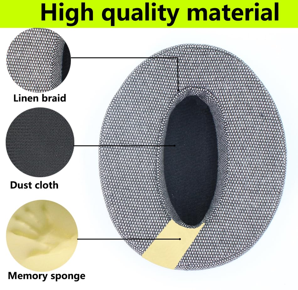 Replacement Ear Pads Compatible with Sennheiser HD4.50BT Hessian Grey | for Sennheiser HD4.50BTNC HD4.40BT Headphone Soft cotton/memory foam ear pads earmuffs - color: Linen grey