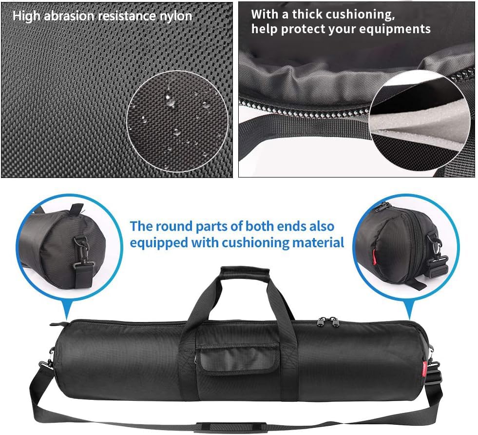 HEMMOTOP Tripod Bag All-Around Thick Padded Case Portable 25.6x7 in R06518 | Heavy Duty, Nylon, Hand-Held and Shoulder-Back, 2 Zippered Pockets, for Carrying Speaker Stand, Mic Stand, Telescope - size: 25.6" L x 7" D