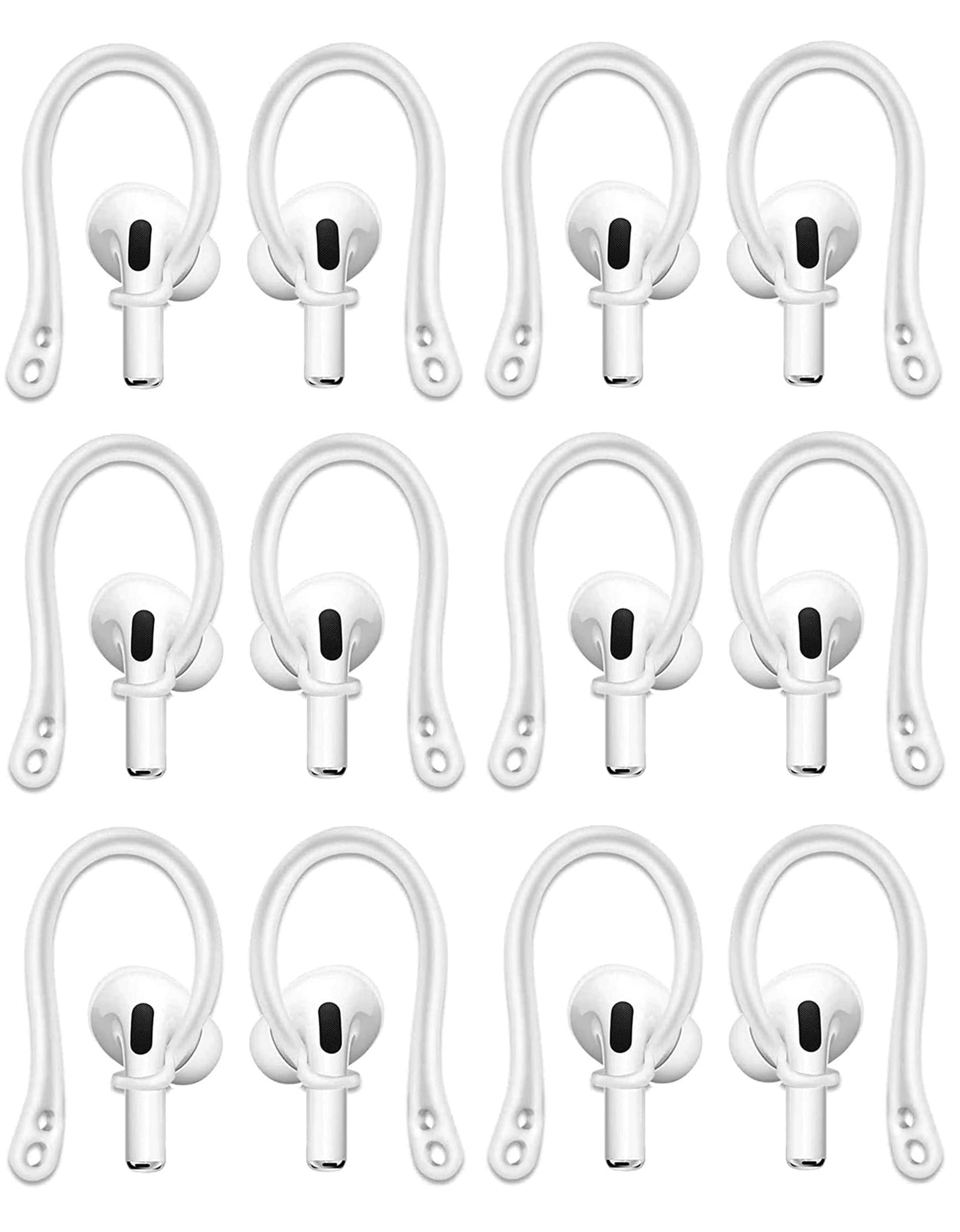 Sport Ear Hooks Compatible with AirPods 4 3 2 1 Pro & Pro 2, 6 Pairs Anti Slip Anti Lost Silicone Earhook Ear Loop, White - color: White