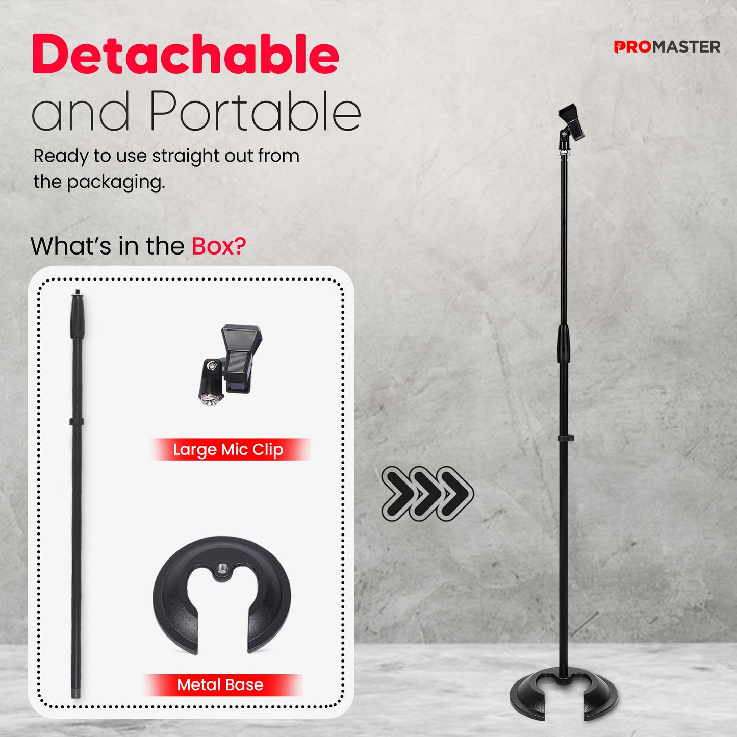 The Promaster Round Base Microphone Stand - Portable and Adjustable with Universal Compatibility, Studio-Quality Metal Mic Mount Floor Stand with Compact Round Base - Black - style: Mic Stand